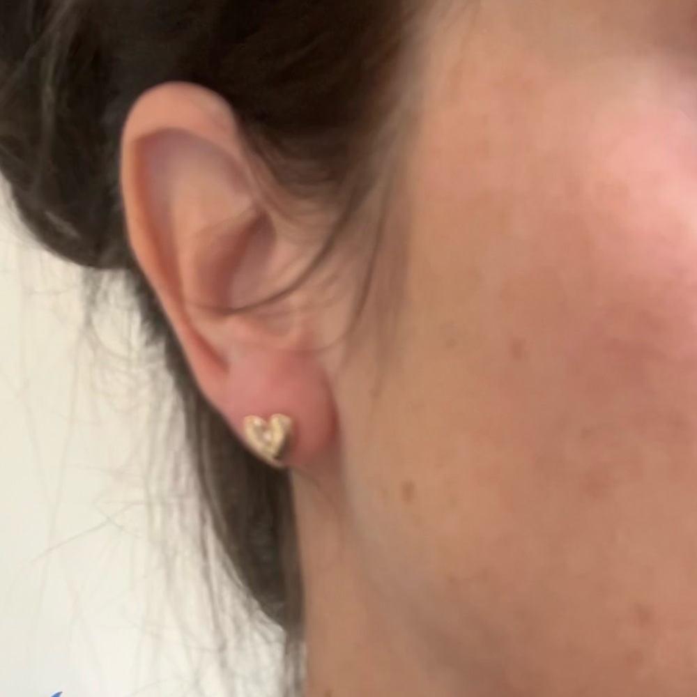 Gold Heart Stud Earrings